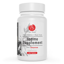 White Zen Haus Iodine Supplement bottle with selenium, labeled 200 tablets.