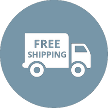 White delivery truck with Free Shipping lettering inside a blue circle.
